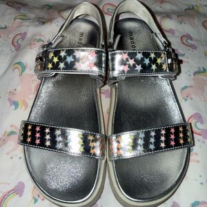 Madden Girl Silver Sandals with Multicolor Star Accents